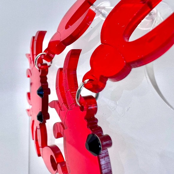 Red Crab Earrings - Cajun Earrings - Louisiana Earrings - Statement Earrings - Picture 9 of 11